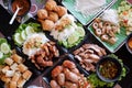 Mixed Asian food, Vietnamese and Thai food. Royalty Free Stock Photo